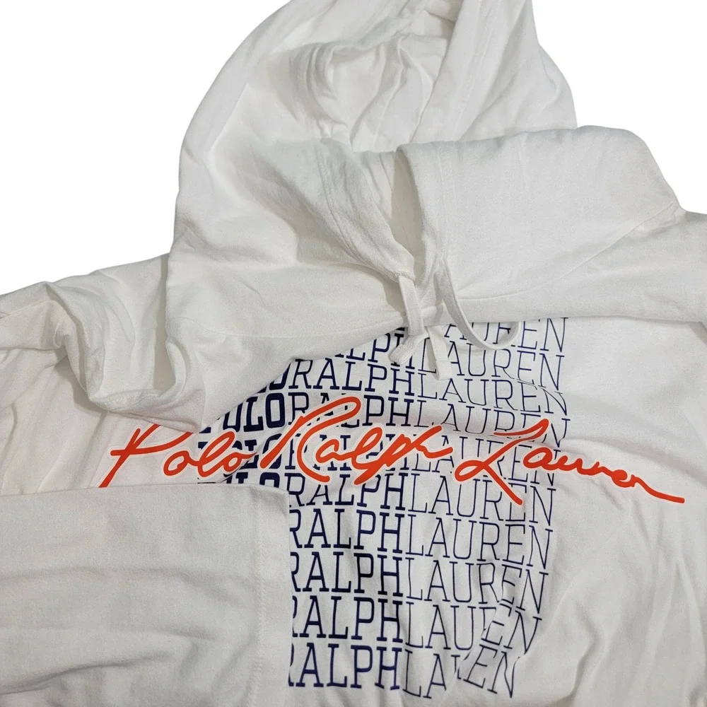 Polo Ralph Lauren Mens 3XB BigTall White Stacked Logo Graphic Hooded T-Shirt NWT